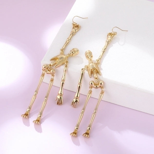 1 Pair Funny Skull Irregular Plating Three-dimensional Alloy Drop Earrings