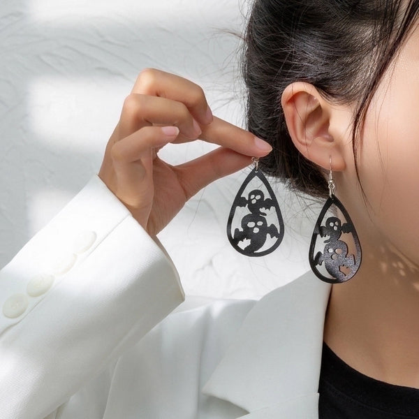 1 Pair Punk Water Droplets Pu Leather Drop Earrings