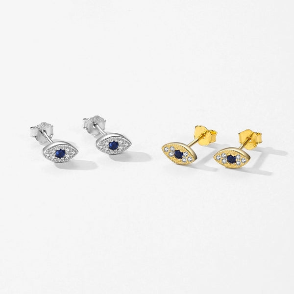 1 Pair Retro Devil's Eye Plating Inlay Sterling Silver Zircon 14k Gold Plated Rhodium Plated Ear Studs