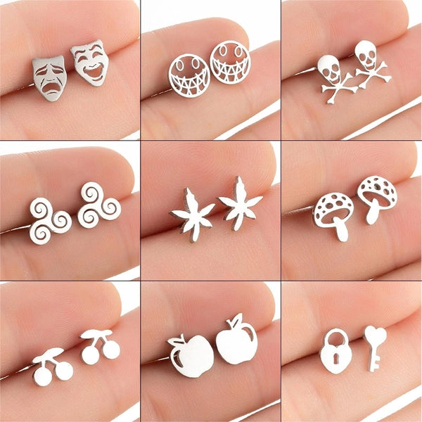 1 Pair Simple Style Apple Irregular Stainless Steel Ear Studs