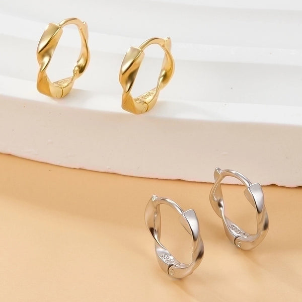 1 Pair Simple Style Irregular Polishing Plating Sterling Silver 18k Gold Plated White Gold Plated Hoop Earrings