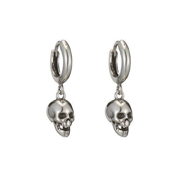 1 Pair Skull Plating Copper Earrings