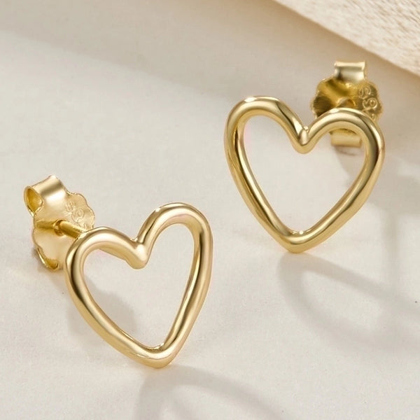 1 Pair Sterling Silver Heart Shape Ear Studs