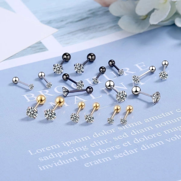 1 Pair Sterling Silver Solid Color Ear Studs