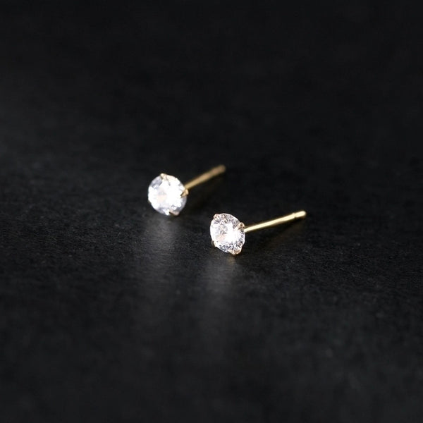 1 Pair Sterling Silver Zircon Solid Color Ear Studs