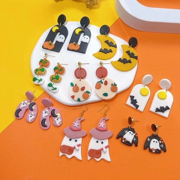 1 Pair Streetwear Halloween Pattern Soft Clay Drop Earrings