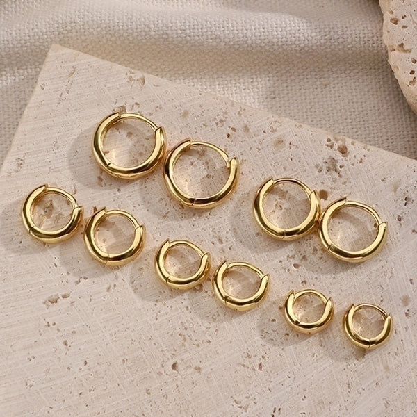 1 Pair White Gold Plated Gold Plated Sterling Silver Round Earrings