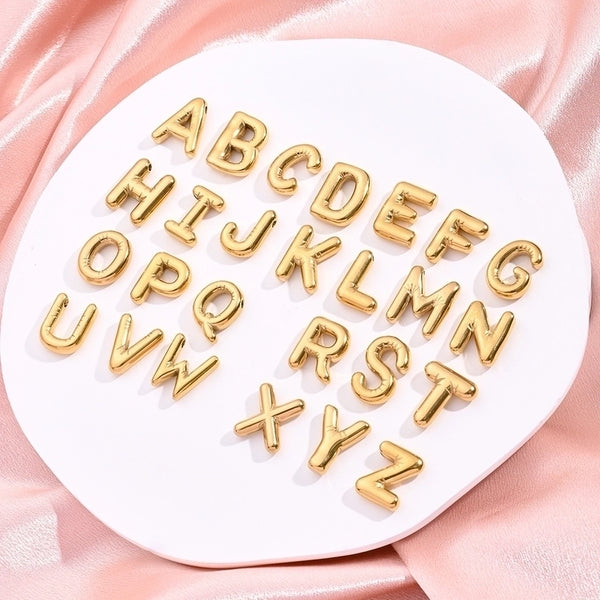 1 Pc/Package 20x14mm 20x17mm 22x16mm Hole 2~2.9mm 304 Stainless Steel 18K Gold Plated Letter Polished Beads