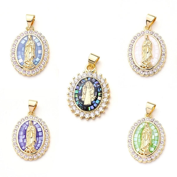 1 Pc/Package 22x15.5mm 23x16.5mm 5x3.5mm Copper Shell Zircon Gold Plated Portrait Oval Polished Pendant