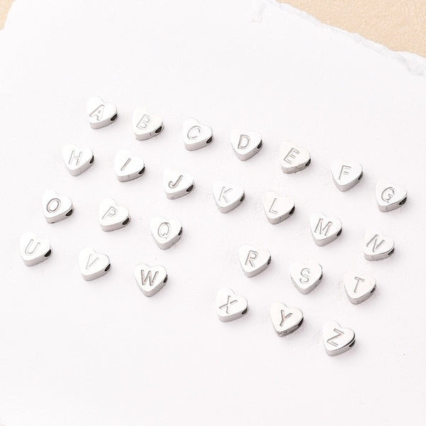 1 Pc/Package 7x8mm Hole 2~2.9mm 304 Stainless Steel Letter Heart Shape Polished Beads