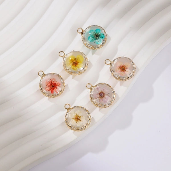 1 PCS/Package 15mm Copper Resin 18K Gold Plated Flower Pendant