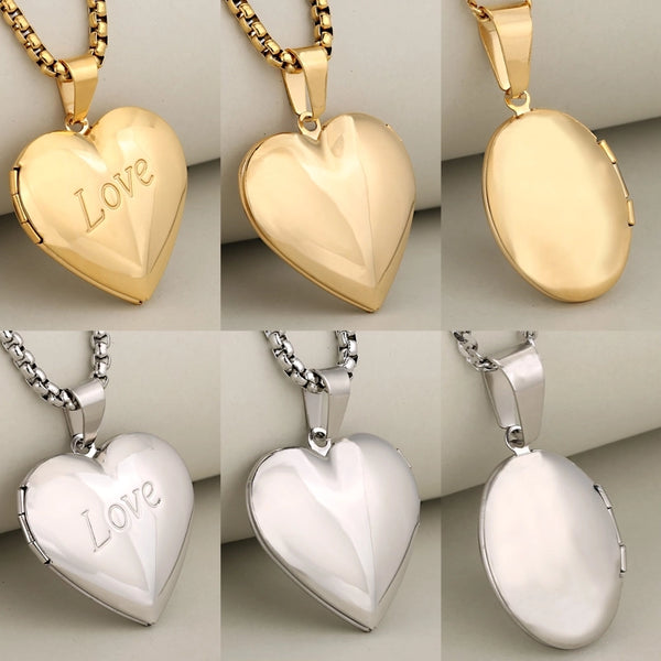 1 PCS/Package 304 Stainless Steel 18K Gold Plated Oval Heart Shape Pendant