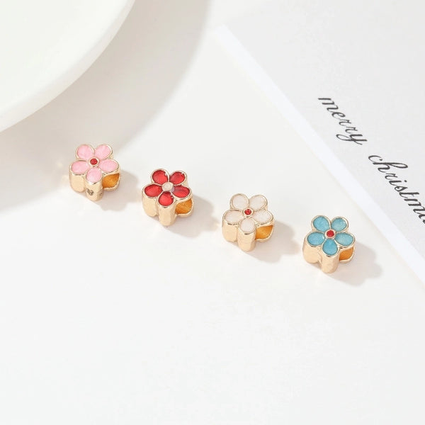 1 Piece 1.2*1.2*0.8cm Alloy Flower Pendant Beads