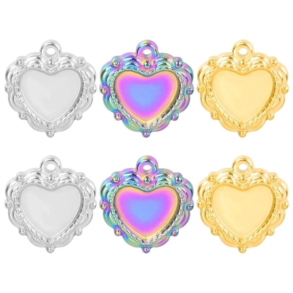 1 Piece 1.3*1.2cm 304 Stainless Steel 18K Gold Plated Heart Shape Pendant