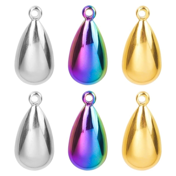 1 Piece 1.7*0.9cm Hole 1~1.9mm 304 Stainless Steel 18K Gold Plated Water Droplets Pendant