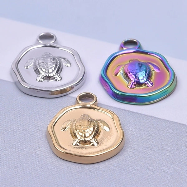 1 Piece 1.7*1.3cm 304 Stainless Steel 18K Gold Plated Tortoise Pendant