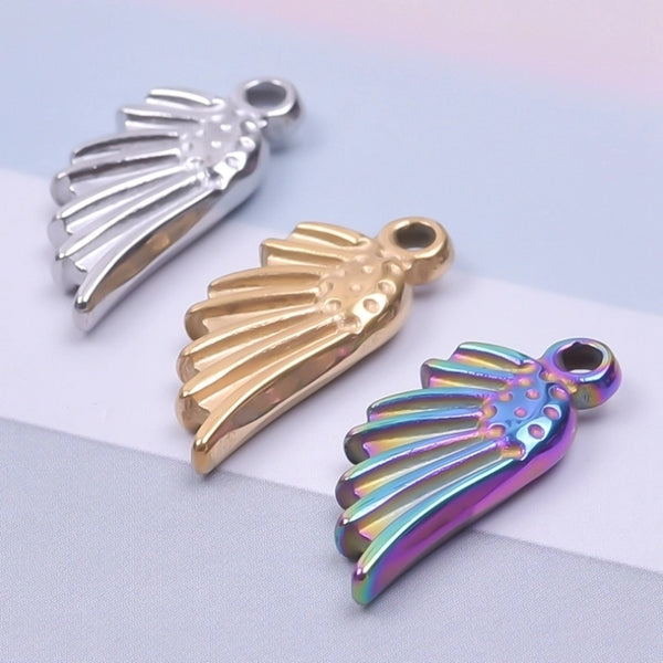 1 Piece 1.8*0.8cm 304 Stainless Steel 18K Gold Plated Wings Pendant