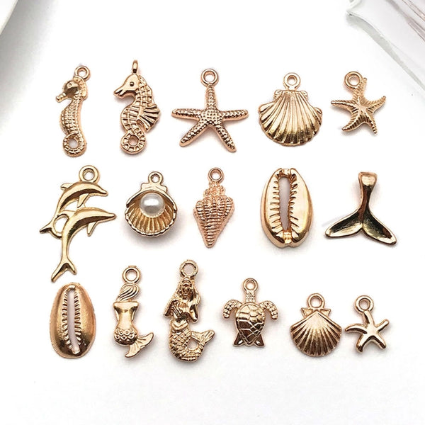 1 Piece 10*13mm 12 * 14mm 6.5*16mm Alloy Pearl Dolphin Mermaid Fish Tail Pendant