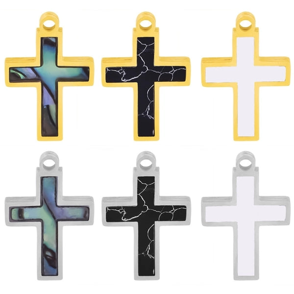 1 Piece 11 * 17mm 304 Stainless Steel Shell 18K Gold Plated Cross Pendant