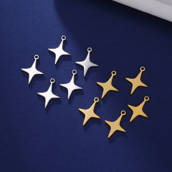 1 Piece 11.06*14.96mm 304 Stainless Steel Star Pendant