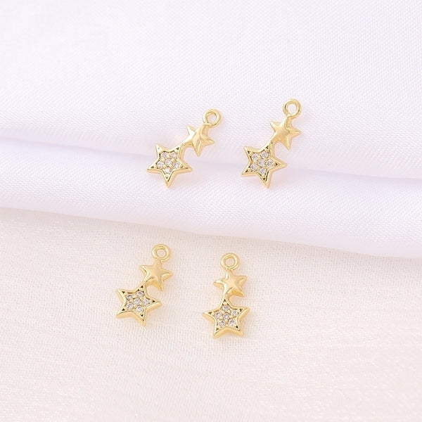 1 Piece 12 * 6mm Copper Zircon 18K Gold Plated Star Polished Pendant