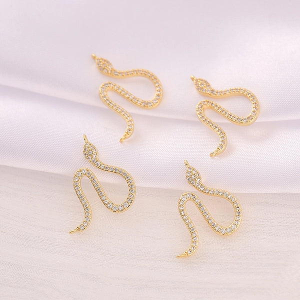 1 Piece 13 * 21mm Copper Zircon 18K Gold Plated Snake Polished Pendant