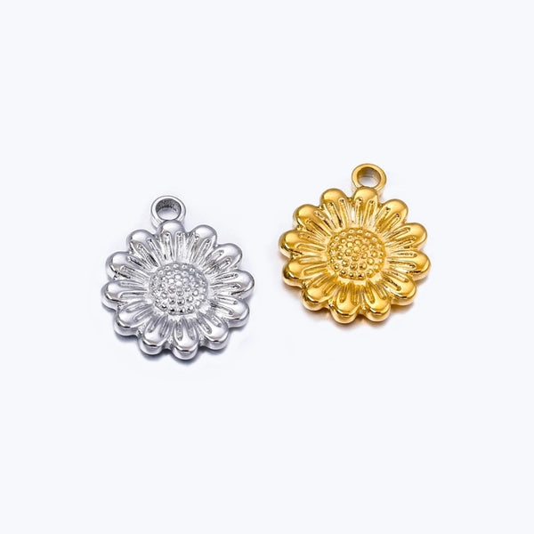 1 Piece 14*17mm 304 Stainless Steel Flower Pendant