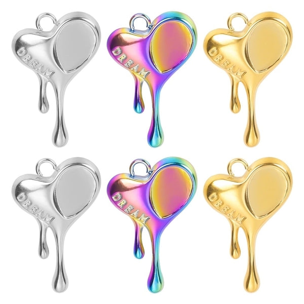 1 Piece 14 * 22mm 304 Stainless Steel 18K Gold Plated Heart Shape Pendant