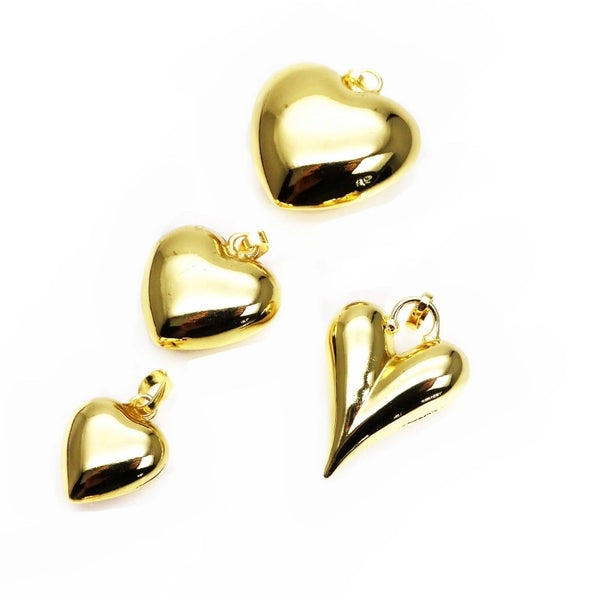 1 Piece 14.7*18mm 20*20.7mm 25*25.8mm Copper Gold Plated Heart Shape Polished Pendant