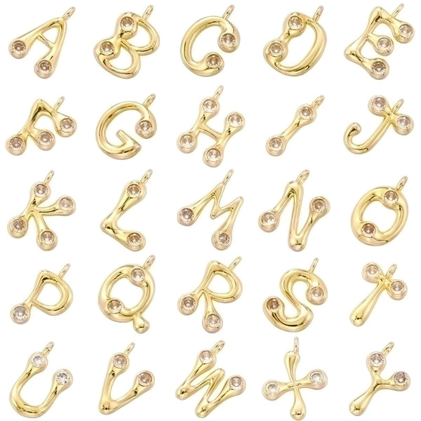 1 Piece 18*22.5mm Copper Zircon 18K Gold Plated Letter Polished Pendant