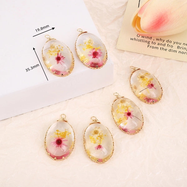 1 Piece 19.8*35.3mm Resin Flower Pendant