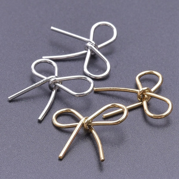 1 Piece 2*2.1CM 304 Stainless Steel 18K Gold Plated Geometric Bow Knot Pendant