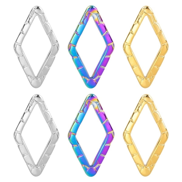 1 Piece 2.4*1.3cm 304 Stainless Steel 18K Gold Plated Rhombus Pendant