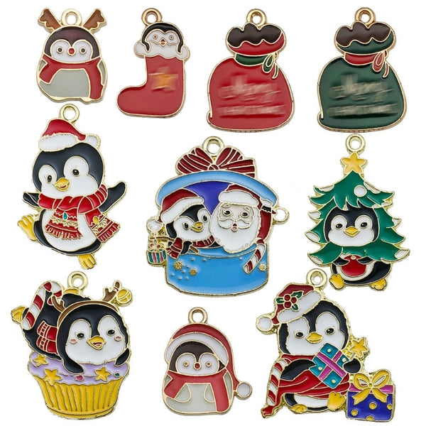 1 Piece 20*31mm 24*29mm 28*29mm Alloy Penguin Christmas Tree Santa Claus Pendant