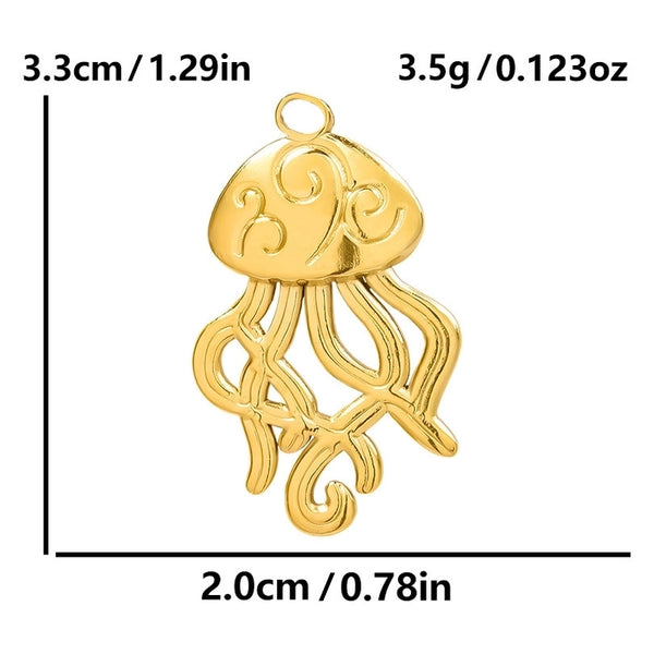 1 Piece 20 * 33mm Hole 2~2.9mm 304 Stainless Steel 18K Gold Plated Jellyfish Polished Pendant