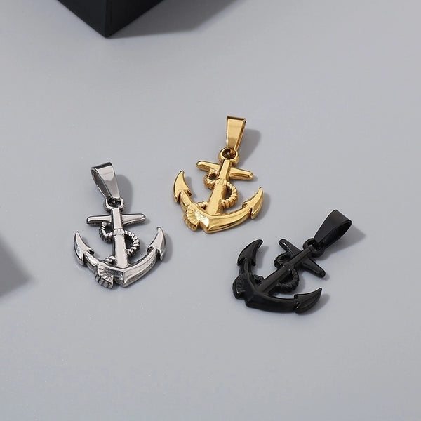 1 Piece 21*17mm 600*3mm 304 Stainless Steel 18K Gold Plated Anchor Pendant Chain