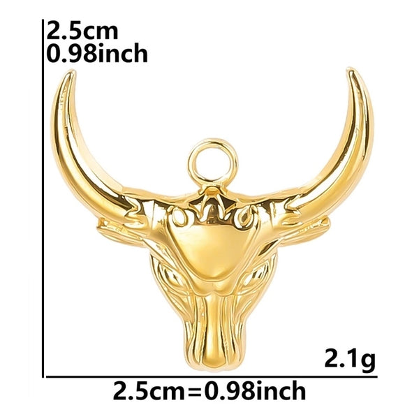 1 Piece 25*25mm Hole 2~2.9mm 304 Stainless Steel 18K Gold Plated Cattle Polished Pendant