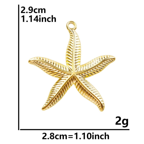 1 Piece 28*29mm Hole 1~1.9mm 304 Stainless Steel 18K Gold Plated Starfish Pendant