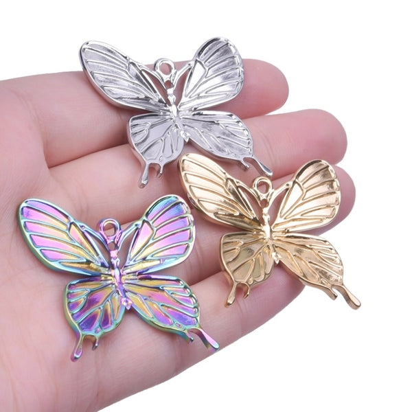 1 Piece 3.2*3.6cm 304 Stainless Steel 18K Gold Plated Butterfly Pendant