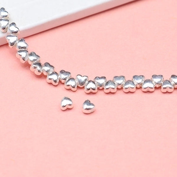 1 Piece 3.5*3.2*2.6mm Hole 1~1.9mm Sterling Silver Heart Shape Beads