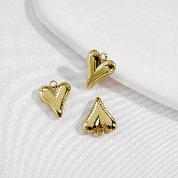 1 Piece 304 Stainless Steel 14K Gold Plated Heart Shape Pendant