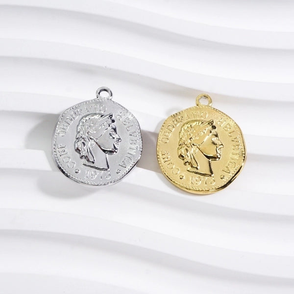 1 Piece 304 Stainless Steel 14K Gold Plated Portrait Pendant