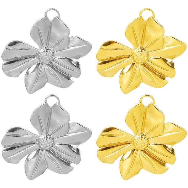 1 Piece 304 Stainless Steel 18K Gold Plated Flower Pendant