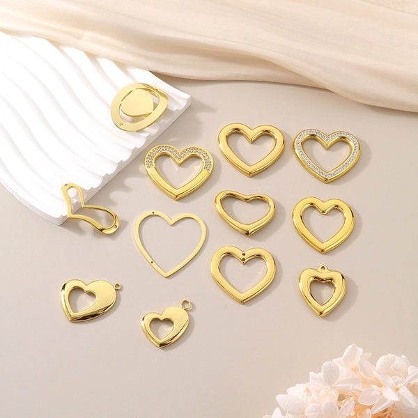 1 Piece 304 Stainless Steel 18K Gold Plated Heart Shape Pendant