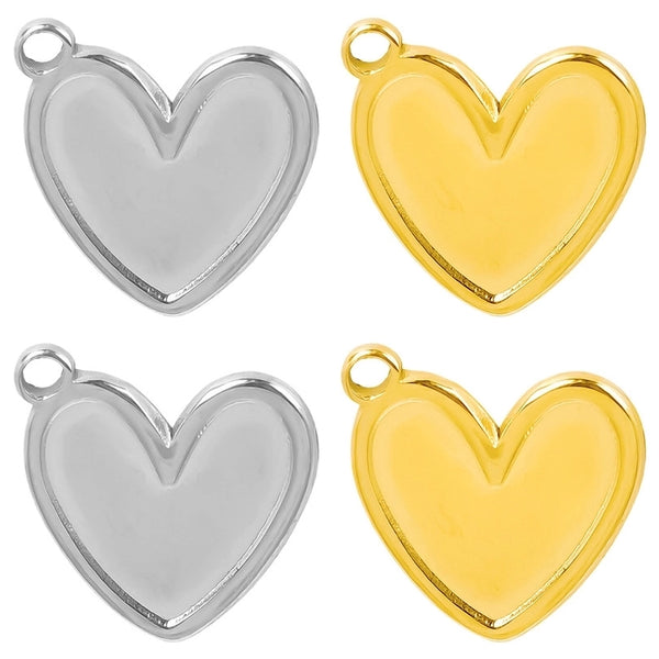 1 Piece 304 Stainless Steel 18K Gold Plated Heart Shape Pendant