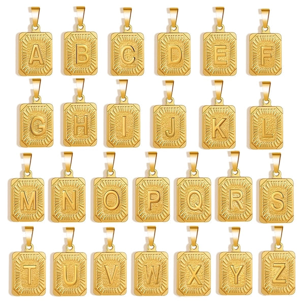 1 Piece 304 Stainless Steel 18K Gold Plated Letter Polished Pendant