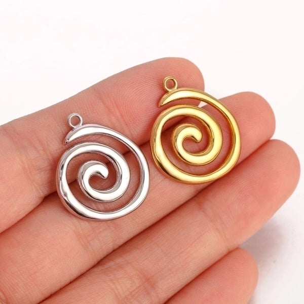 1 Piece 304 Stainless Steel 18K Gold Plated Swirl Pattern Pendant