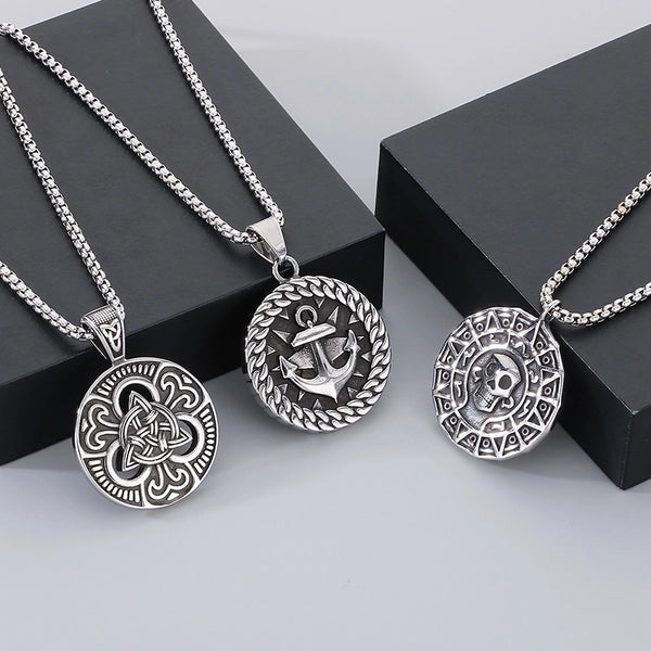 1 Piece 304 Stainless Steel Anchor Skull Pendant Chain