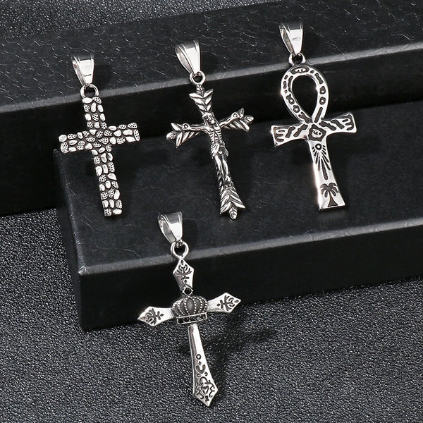 1 Piece 304 Stainless Steel Cross Egypt Pendant