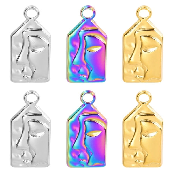 1 Piece 304 Stainless Steel Human Face Pendant